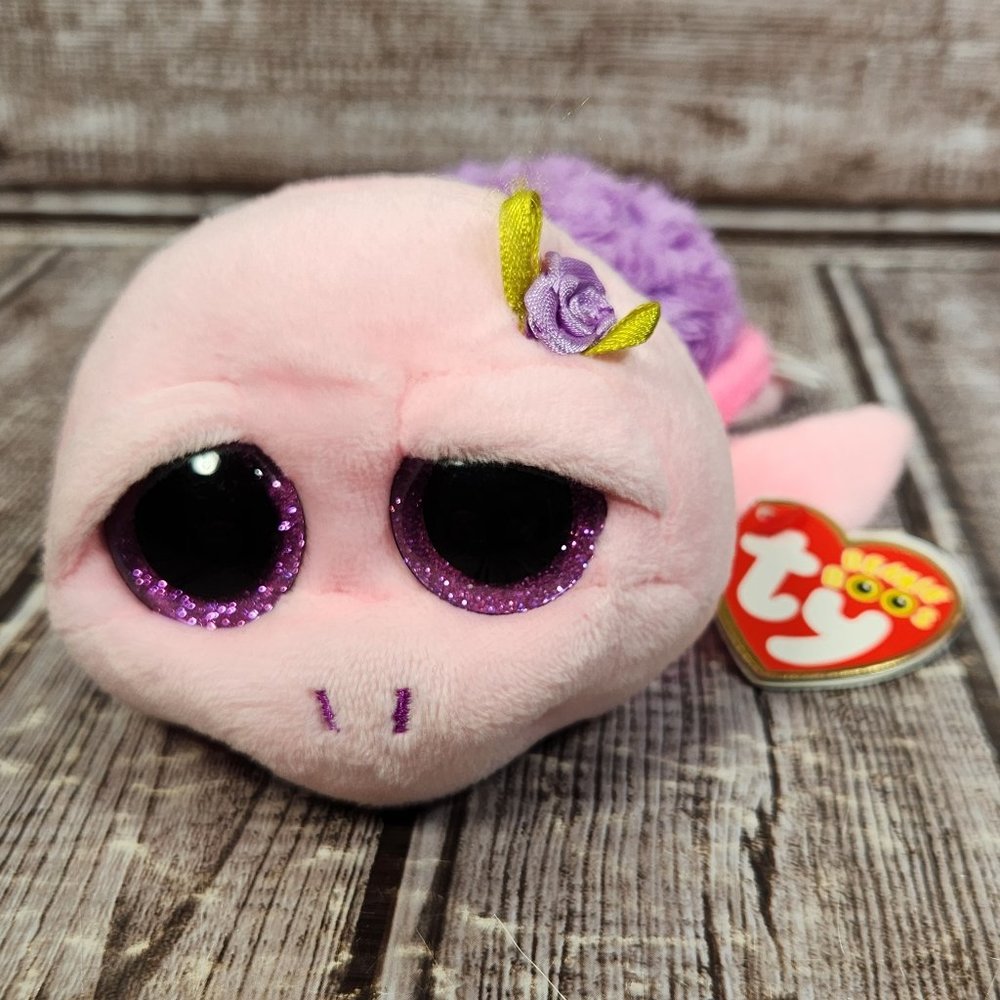 TY Beanie Boo  "Rosie" The Purple Rose Turtle Plush 6" Pink Purple Retired NWT - Picture 2 of 7